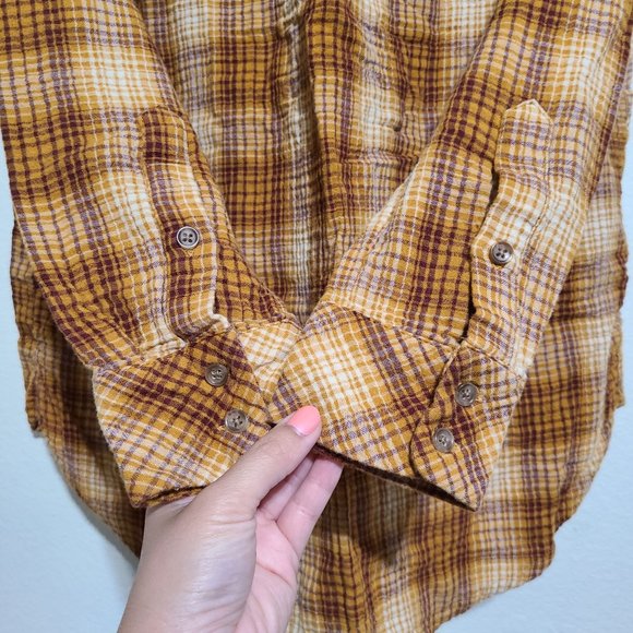 Universal Thread Plaid Popover Long Sleeve Top Size M Terracotta - Picture 3 of 5